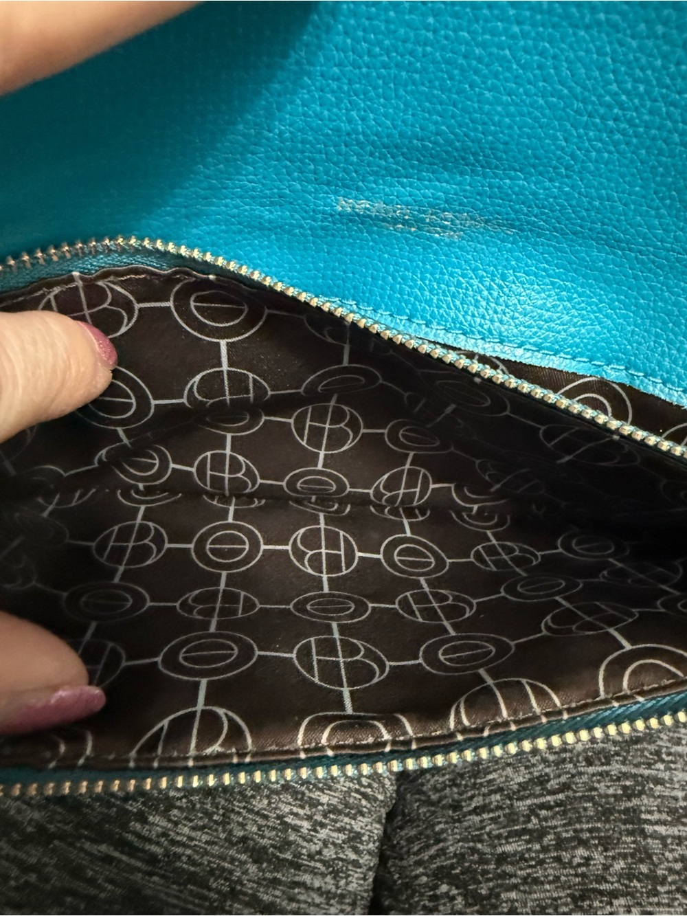 Henri Bendel Teal Stud-Trim Envelope Wallet Clutch - Picture 7 of 11